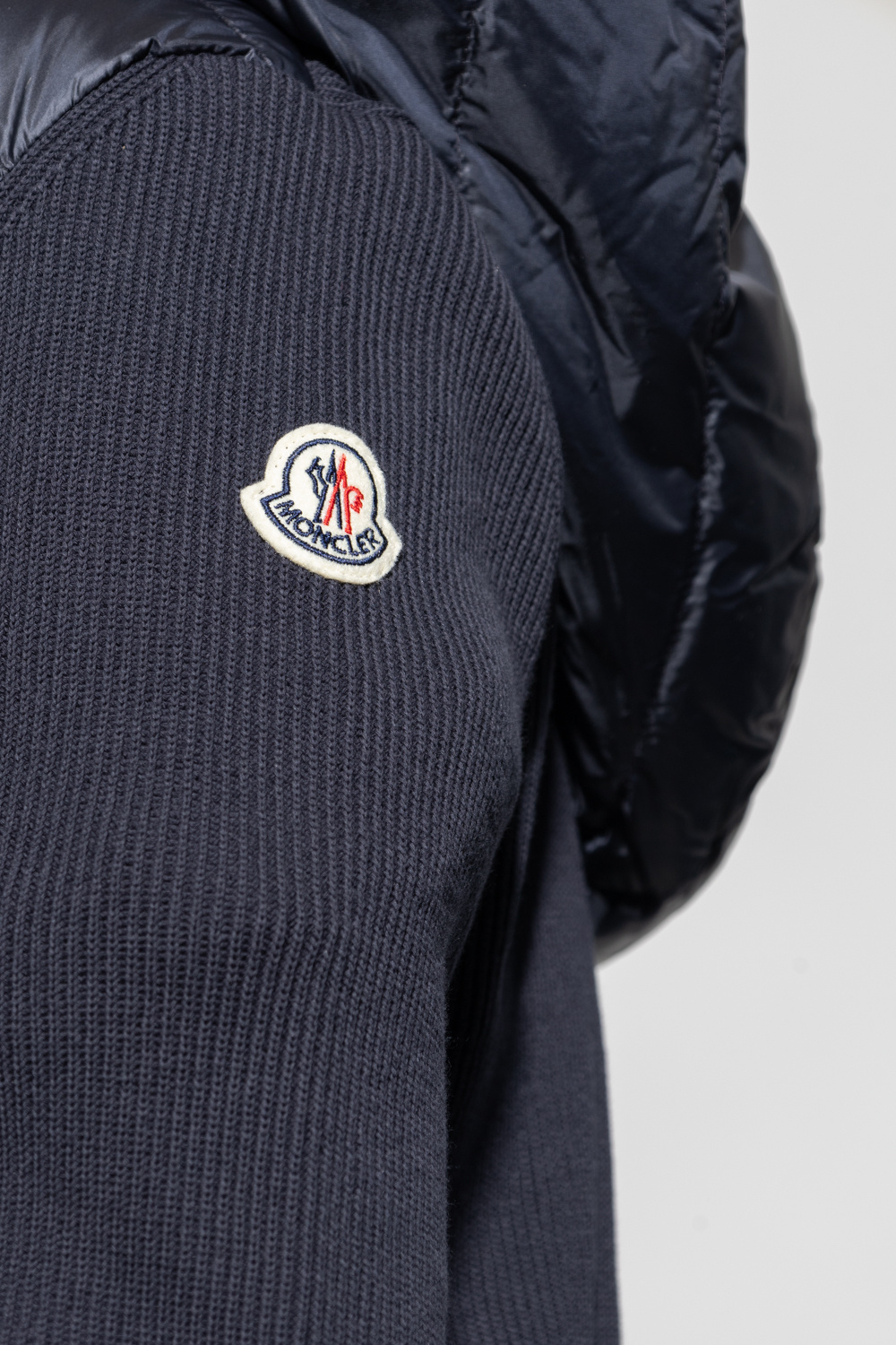 Navy blue Cardigan with quilted front Moncler